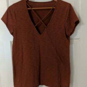 Short sleeve top with strappy front